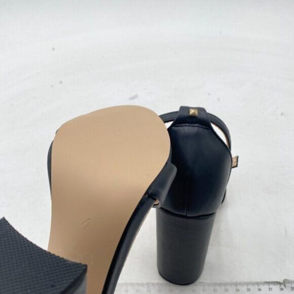 FSJ Black Chunky High Heel Sandals Open Toe Ankle Strap Single Band Dress Shoe - Picture 6 of 8